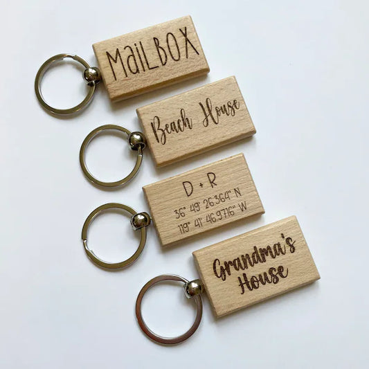 Personalized Wooden Keychain, Rectangle