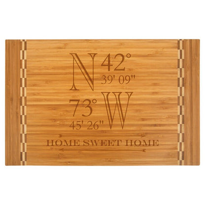 Custom Bamboo Cutting Board with Butcher Block Inlay