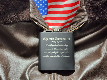 Personalized Stainless Steel Hip Flask, Matte Powder Coated 6oz