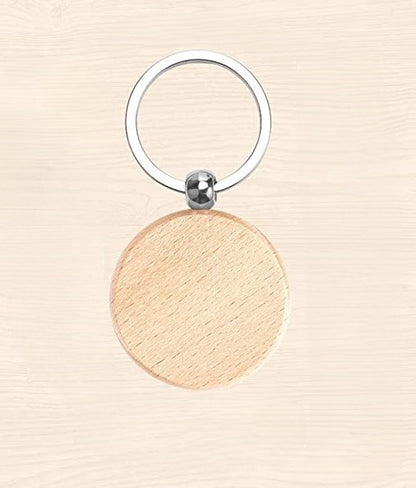 Personalized Wooden Keychain, Round