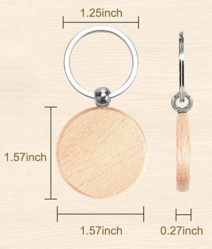 Personalized Wooden Keychain, Round