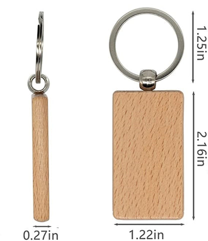 Personalized Wooden Keychain, Rectangle