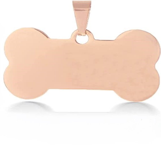 Etiqueta de identificación personalizada de acero inoxidable, perro (en forma de hueso)