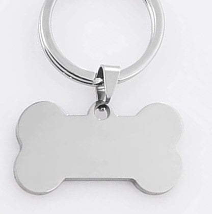 Etiqueta de identificación personalizada de acero inoxidable, perro (en forma de hueso)