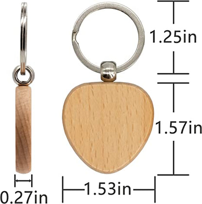 Personalized Wooden Keychain, Heart-Shape